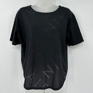 Nike Air Dri-FIT Women's Training Top Black Perforated Lettering Graphic